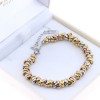 Excite chain bracelet with criss-cross tricolor links in gold-plated stainless steel, B-YH2219A-MIX-75, 2419.