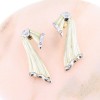 14K vintage yellow and white gold earrings with zircon, 2429.