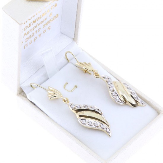 14K vintage drop earrings in yellow gold, 2430.