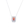 Prince Silvero silver rosette necklace with garnet stone in the middle and zircon, 2435.