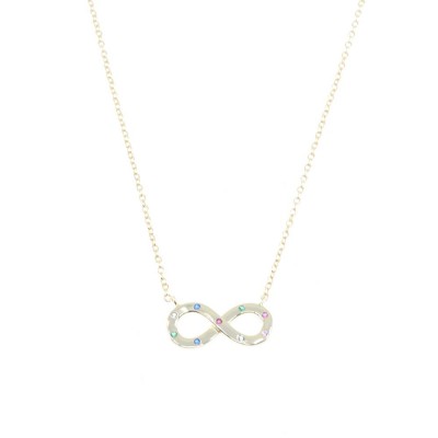 Prince Silvero silver infinity necklace gold-plated with colorful stones, 1TA-KD121-3O.