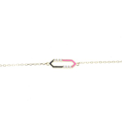 Silver bracelet Prince Silvero gold-plated perforated element with enamel, 2ΖΚ-ΒΡ130-3Ο.