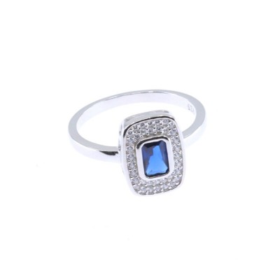 Δαχτυλίδι ασημένιο Prince Silvero ροζέτα με μπλε πέτρα στη μέση, 2445.