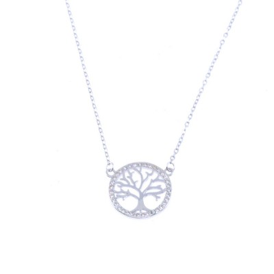 Prince Silvero silver tree of life necklace with zircon, 2440.