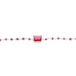 Silver bracelet Prince Silvero rosary with red stones, 2TB-BR136-3R.