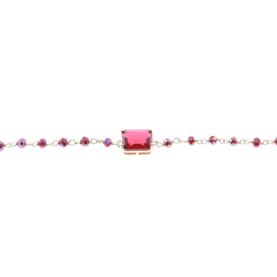 Silver bracelet Prince Silvero rosary with red stones, 2TB-BR136-3R.