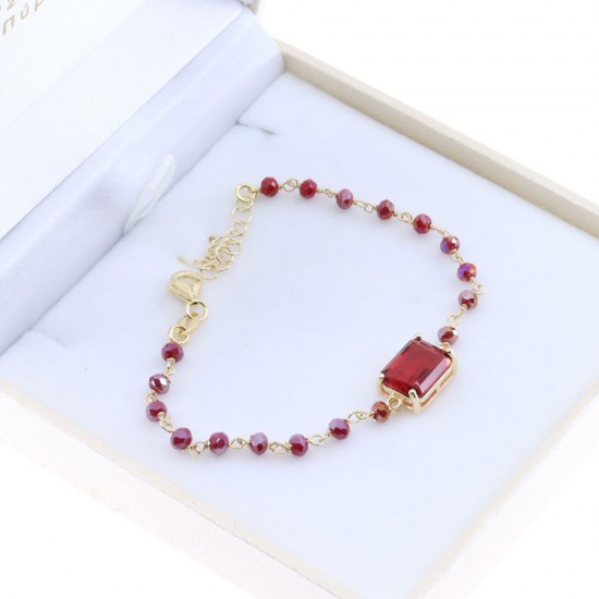 Silver bracelet Prince Silvero rosary with red stones, 2TB-BR136-3R.