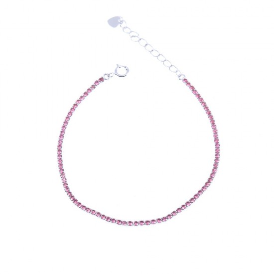 Silver bracelet Prince Silvero riviera with red zircons, 8O-BR009-1R.