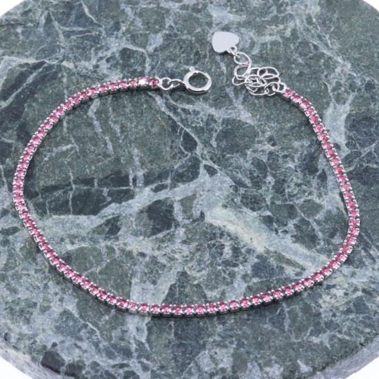 Silver bracelet Prince Silvero riviera with red zircons, 8O-BR009-1R.