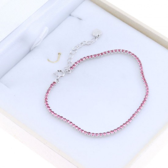 Silver bracelet Prince Silvero riviera with red zircons, 8O-BR009-1R.