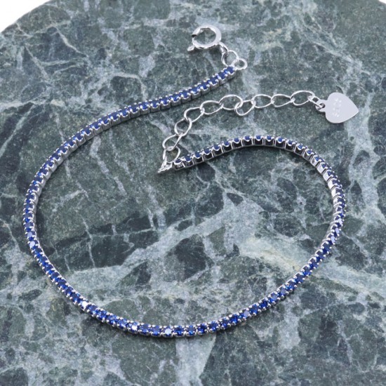 Silver bracelet Prince Silvero riviera with blue zircons, 8O-BR009-1M.