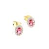 Prince Silvero silver earrings gold-plated oval rosette with red and white zircons, 1B-SC212-3R.
