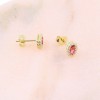 Prince Silvero silver earrings gold-plated oval rosette with red and white zircons, 1B-SC212-3R.