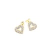 Silver earrings Prince Silvero gold-plated heart with zircon, 2A-SC471-3.