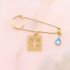 Safety pin silver gilt, constantine's coin square with blue enamel eyelet, 2460.