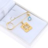 Safety pin silver gilt, constantine's coin square with blue enamel eyelet, 2460.