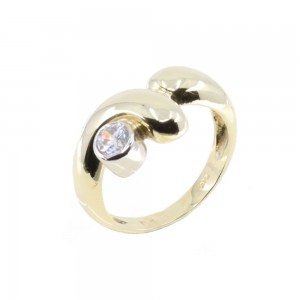 14K bright yellow gold ring with zircon, 2475.