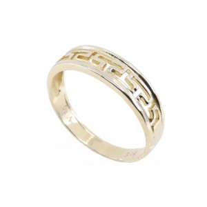 14K yellow gold meander design ring, 2483.