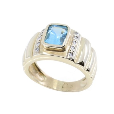 Δαχτυλίδι 14 Κ κίτρινος χρυσός με blue topaz και zircon, 2484.