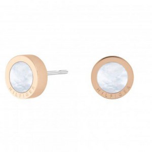 Tommy Hilfiger steel earrings with rose gold and mother of pearl 2780663. 0000079