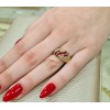 14K yellow gold bulky ring with red and white zircons, 2564.