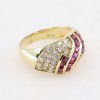 14K yellow gold bulky ring with red and white zircons, 2564.
