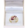 14K yellow gold bulky ring with red and white zircons, 2564.
