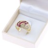 14K yellow gold bulky ring with red and white zircons, 2564.