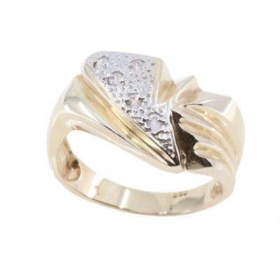 14K ring design with corners, yellow gold with zircon, 2565.