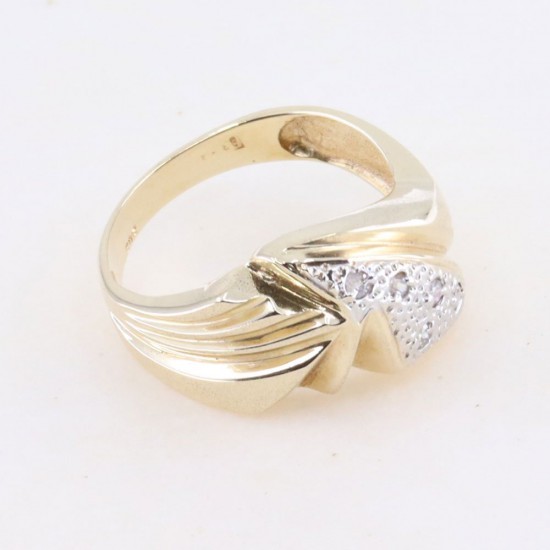 14K ring design with corners, yellow gold with zircon, 2565.