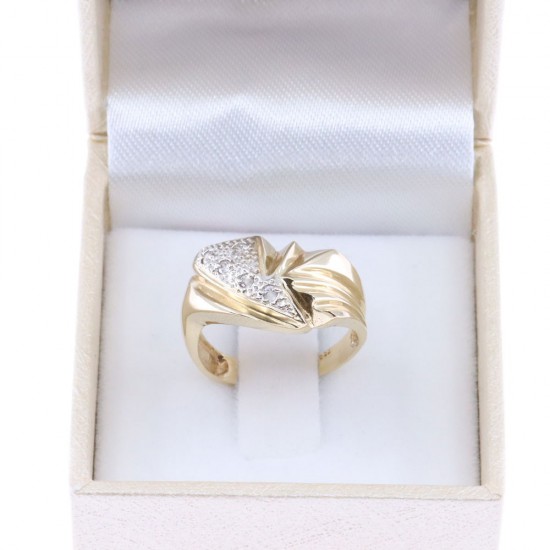 14K ring design with corners, yellow gold with zircon, 2565.