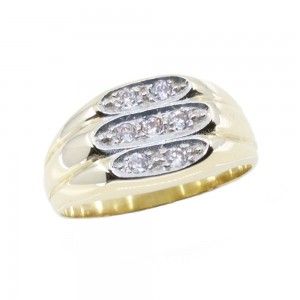 Δαχτυλίδι 14 Κ κίτρινος χρυσός με τριπλή σειρά zircon, 2570.