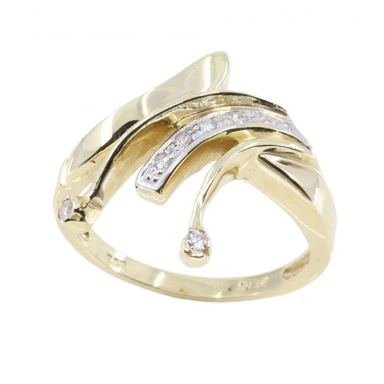 14K Modern irregular design yellow gold ring with zircon, 2577.