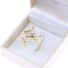 14K Modern irregular design yellow gold ring with zircon, 2577.