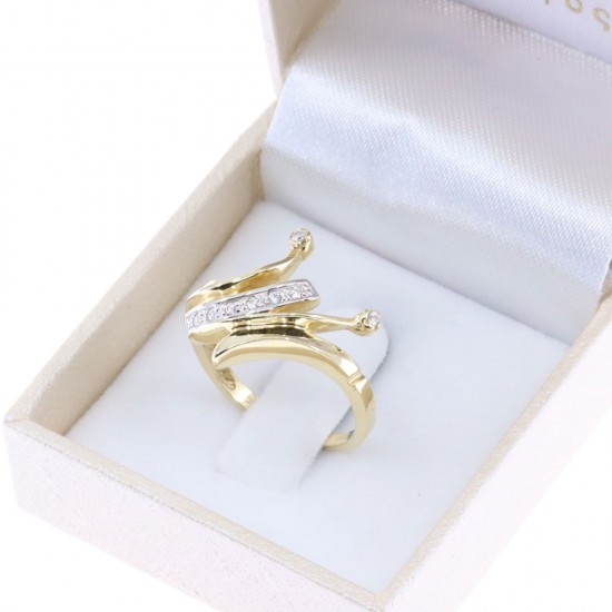 14K Modern irregular design yellow gold ring with zircon, 2577.