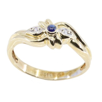 Δαχτυλίδι 14 Κ κίτρινος χρυσός με ζαφείρι και zircon σε vintage σχέδιο, 2579.