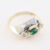 14K ring design with edges in yellow gold and white and green zircon, 2580.