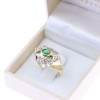 14K ring design with edges in yellow gold and white and green zircon, 2580.