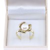 14K flower design ring with pearl and zircon in yellow gold, 2581.