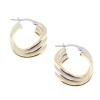 Silver triple hoops in 18mm with twisted design and gold plating, 2595.
