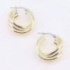 Silver triple hoops in 18mm with twisted design and gold plating, 2595.