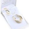 Silver triple hoops in 18mm with twisted design and gold plating, 2595.