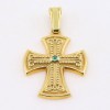 14K yellow gold cross with an emerald in a Byzantine design, 2625.