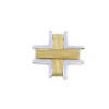 18K square wire cross in yellow and white gold, 2674.