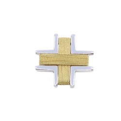 18K square wire cross in yellow and white gold, 2674.