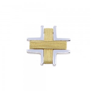 18K square wire cross in yellow and white gold, 2674.