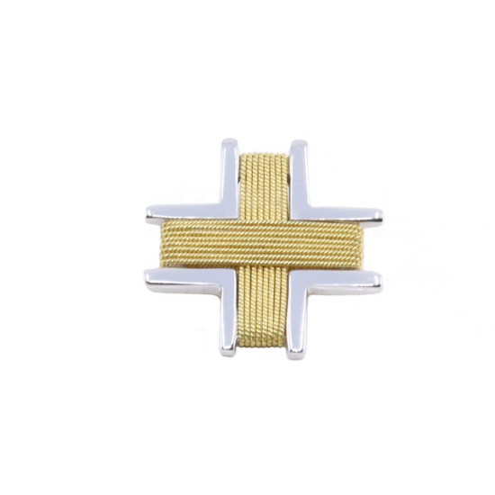 18K square wire cross in yellow and white gold, 2674.