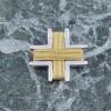 18K square wire cross in yellow and white gold, 2674.