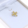 18K square wire cross in yellow and white gold, 2674.