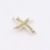 Cross 18K wire design with curves in yellow and white gold, 2676.